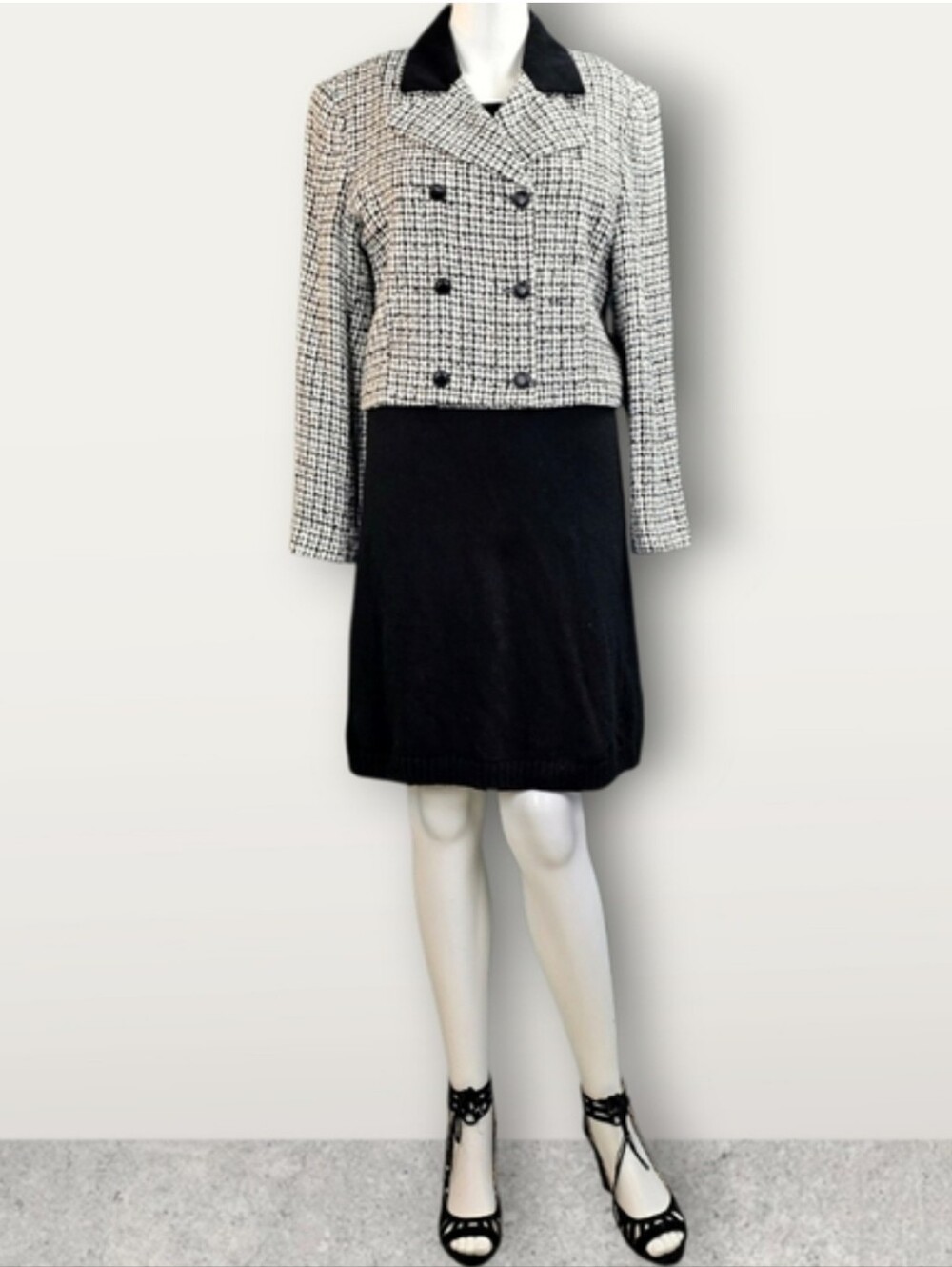 Vintage Express Compagnie Internationale Cropped Tweed Double Breasted Blazer - Picture 3 of 16